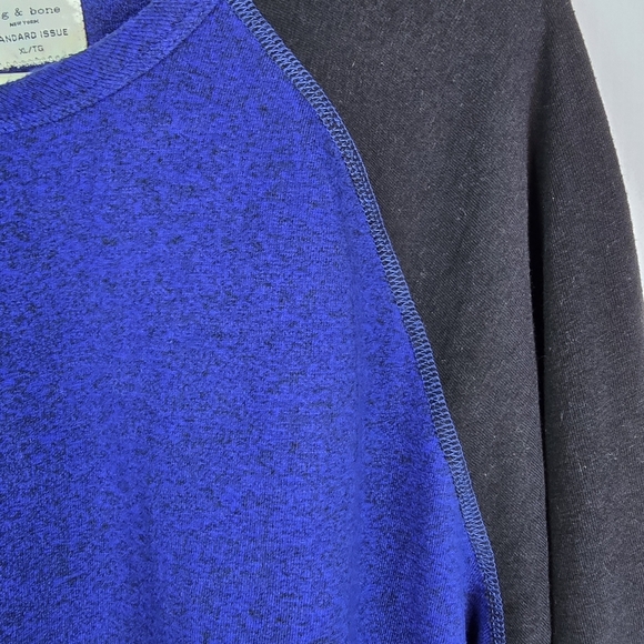 RAG & BONE Men's Navy Cobalt Colorblock Long Sleeve Flame Jersey Sweatshirts XL - Picture 7 of 12